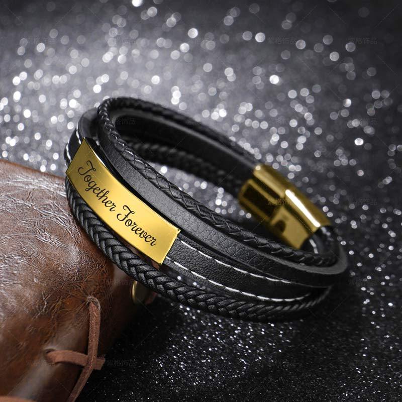 For Grandson - Forever linked together Black bracelet-37bracelet
