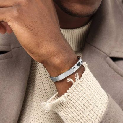 For Dad - Papa Bear Mountain Cuff Bracelet-37bracelet