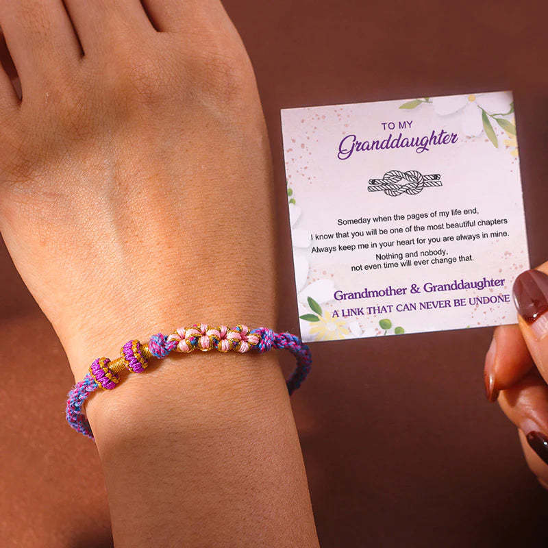 For Granddaughter - Grandmother/Grandpa And Granddaughter A Link That Can Never Be Undone Peach Blossom Knot Bracelet-37bracelet