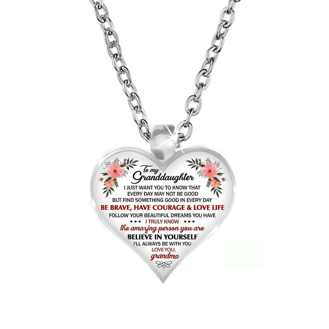 For Granddaughter - I'll Always Be With You Heart Necklace-37bracelet