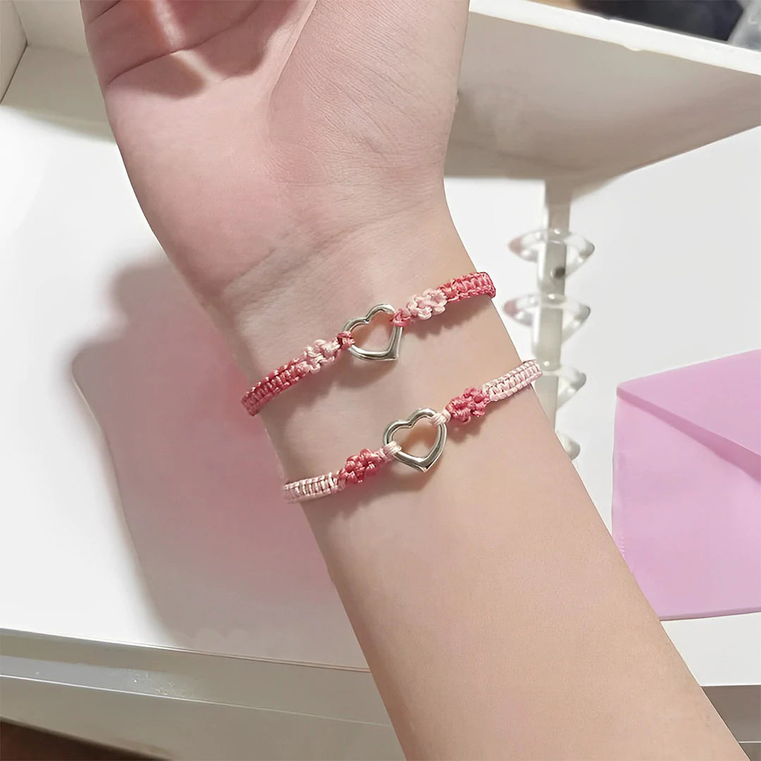 For Daughter - Mother And Daughter A Link That Can Never Be Undone Heart Peach Bracelet-37bracelet