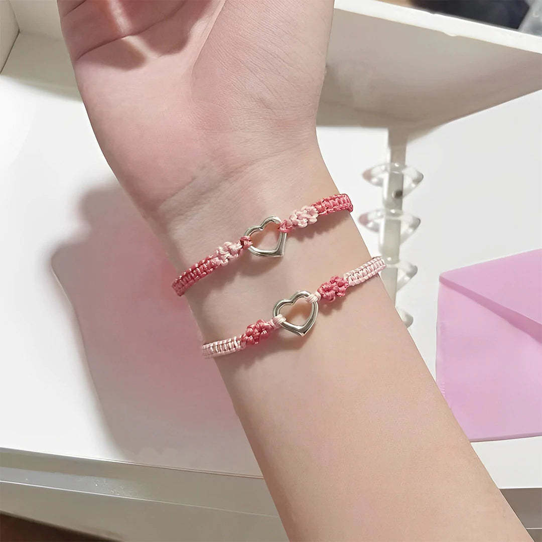 For Daughter - Mother And Daughter A Link That Can Never Be Undone Heart Peach Bracelet-37bracelet