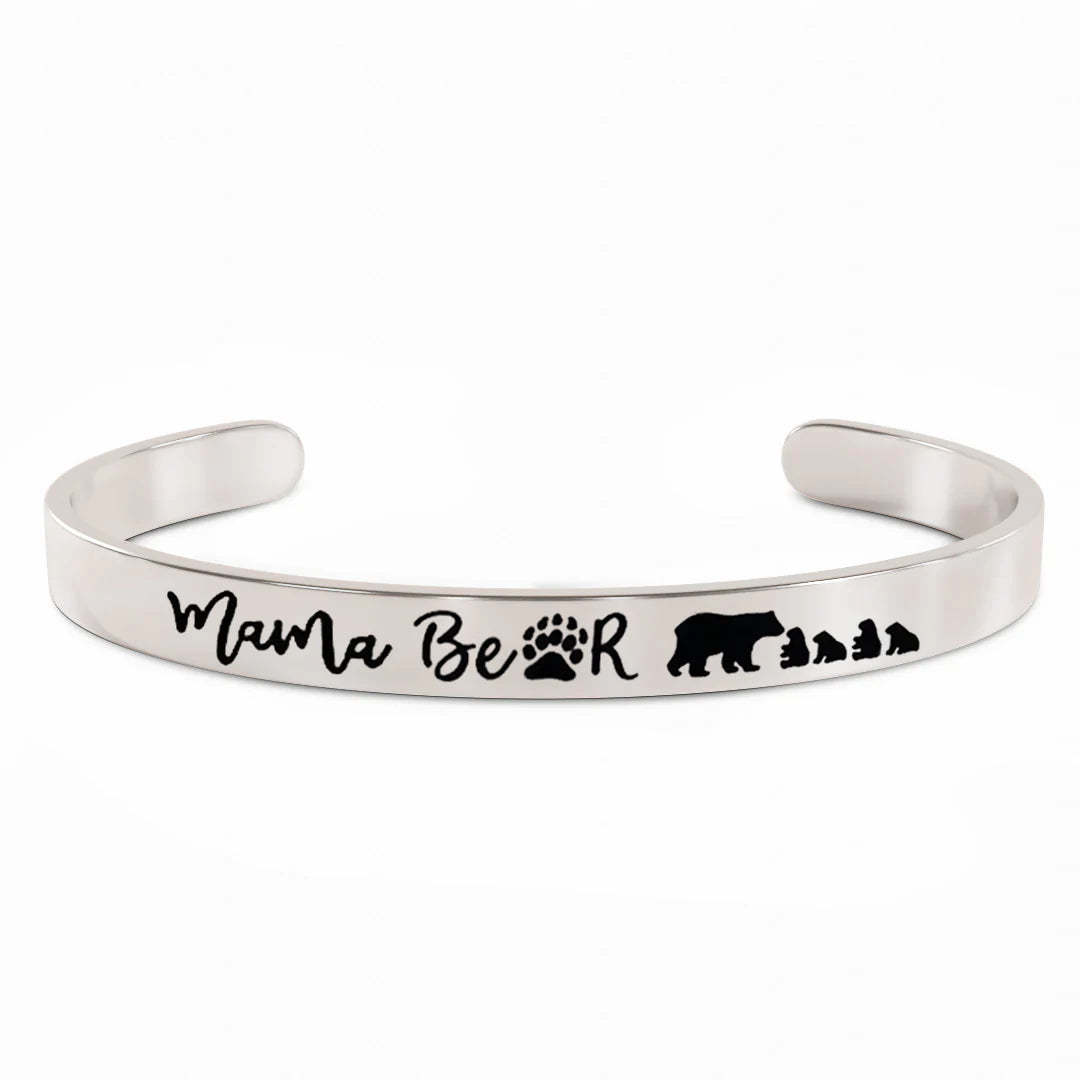 For Mom - Mama Bear And Little Bears Cuff Bracelet