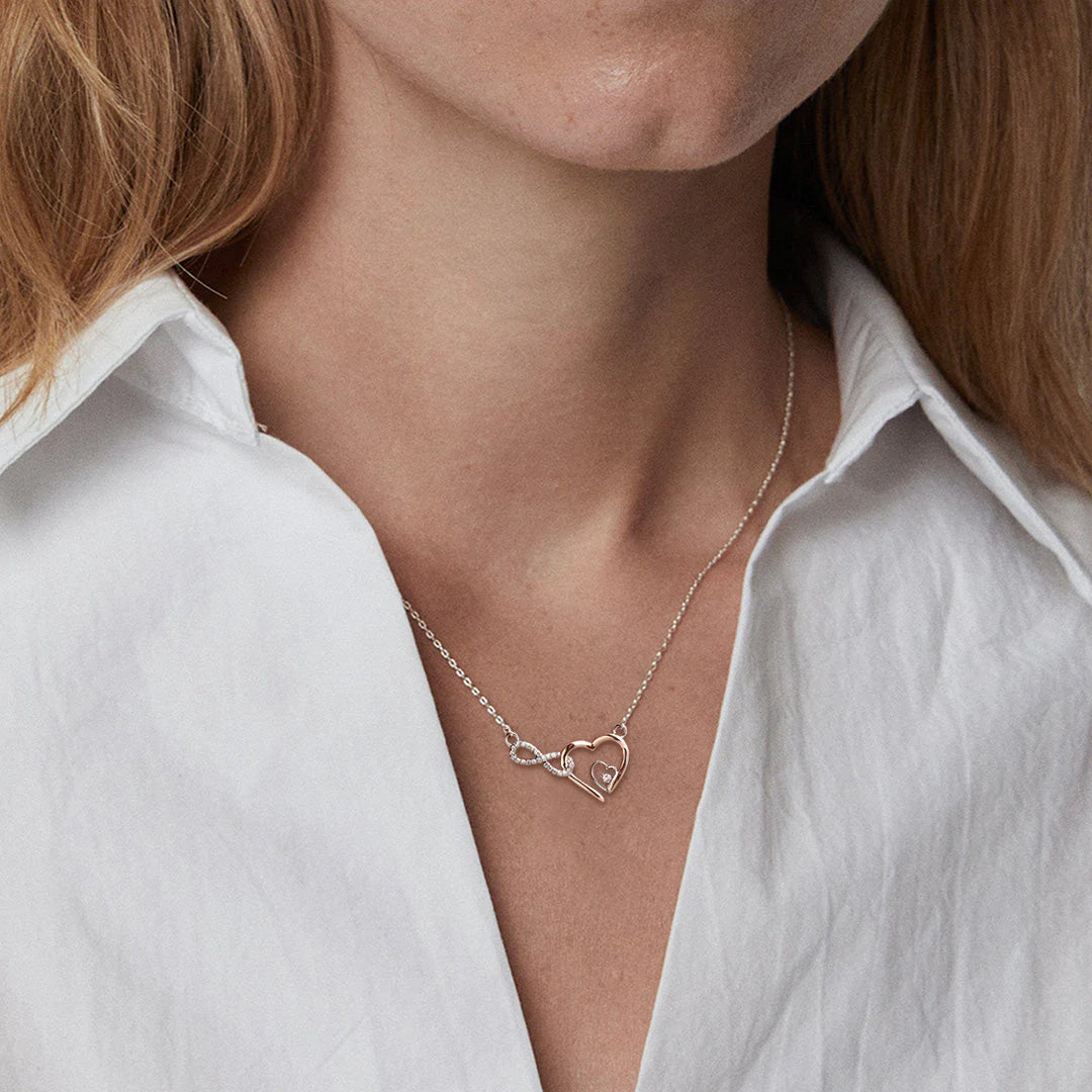 For Daughter - S925 Always Keep Me in Your Heart for You are Always in Mine Infinity Double Heart Necklace-37bracelet