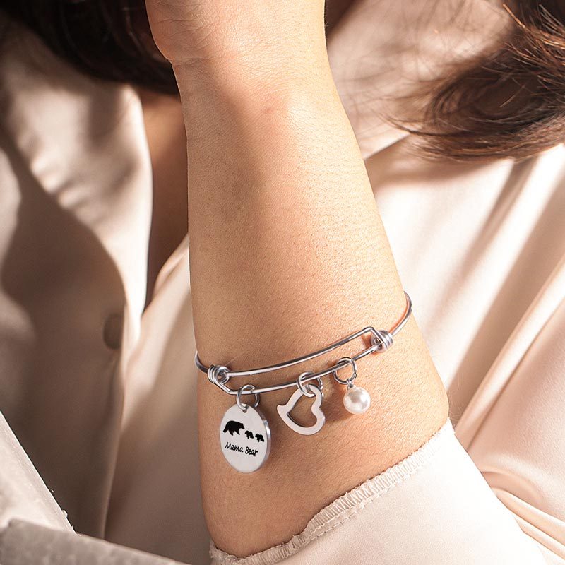 For Mom - Mama Bear Bangle Bracelet