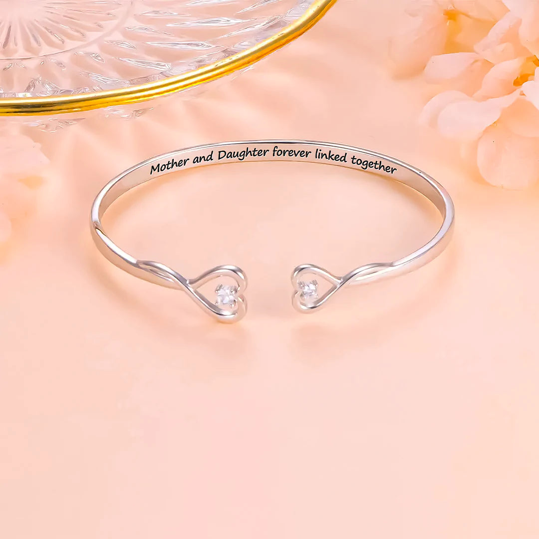 Mother And Daughter Forever Linked Together Two Hearts Bracelet
