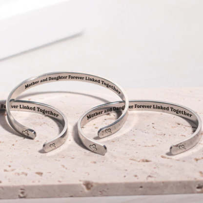Mother and Daughter Forever Linked Together Double Hearts Cuff Bracelet