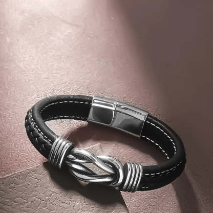 For Grandson - Grandmother & Grandson A link That Can Never Be Undone Black Knot Bracelet-37bracelet