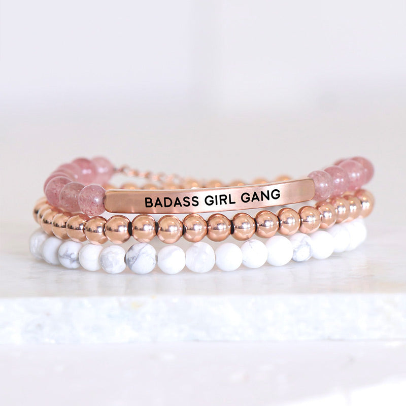 For Friend - Thank You For Being A Part Of My Badass Girl Gang Bead Lettering Bracelet