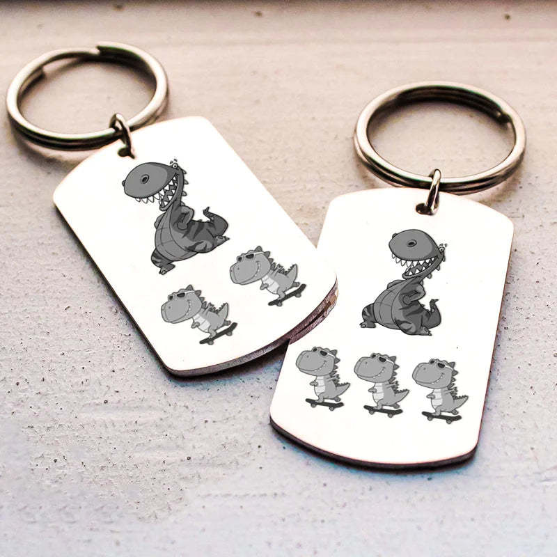 For Father - To The World's Best Daddysaurus Keychain-37bracelet