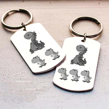 For Father - To The World's Best Daddysaurus Keychain-37bracelet