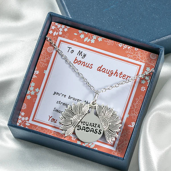 For Bonus Daughter - You Are A Badass Sunflower Necklace-37bracelet