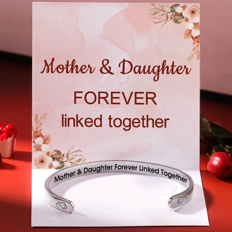For Daughter - Mother & Daughter Forever Linked Together Heart To Heart Bracelet