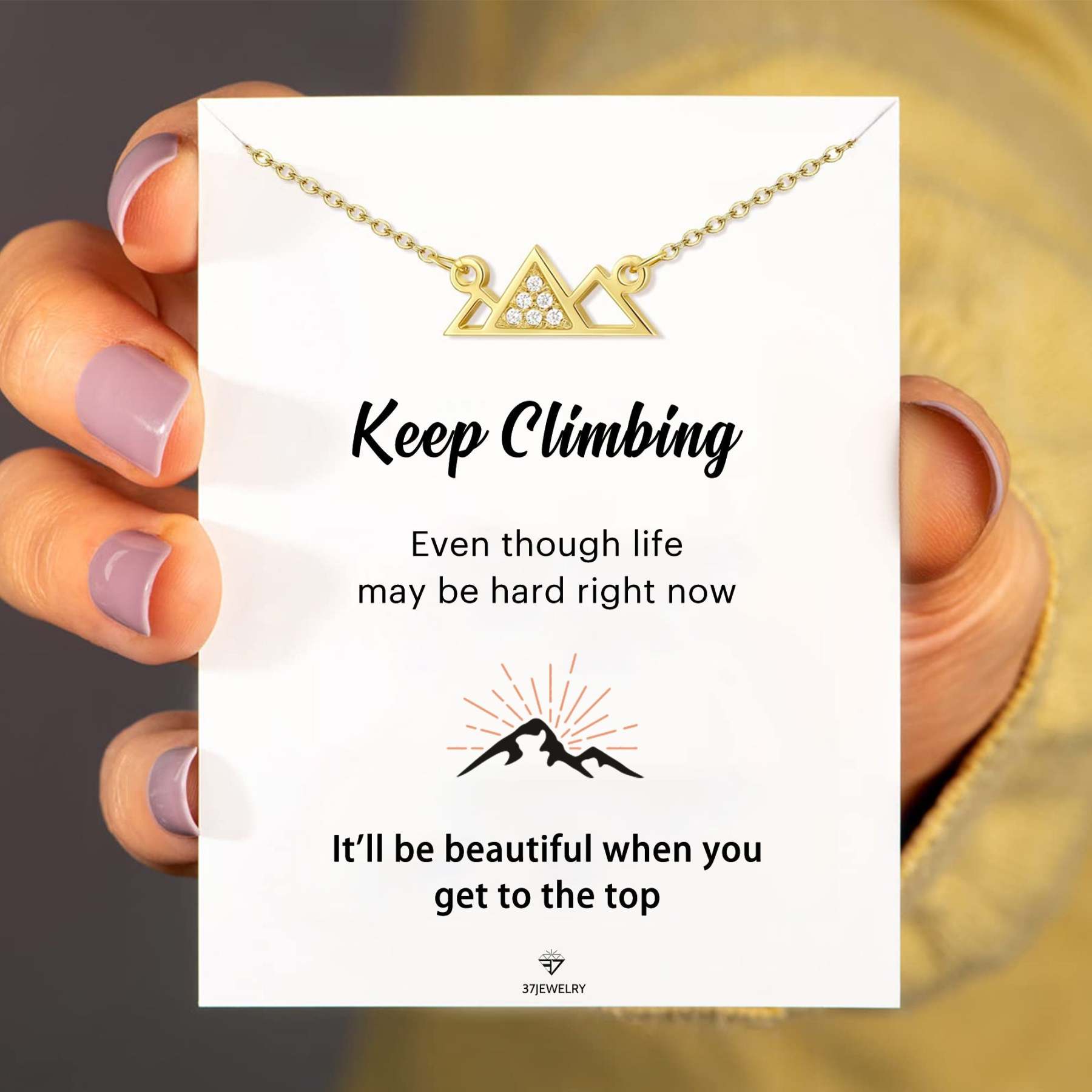 S925 Keep Climbing Triangle Mountain Necklace