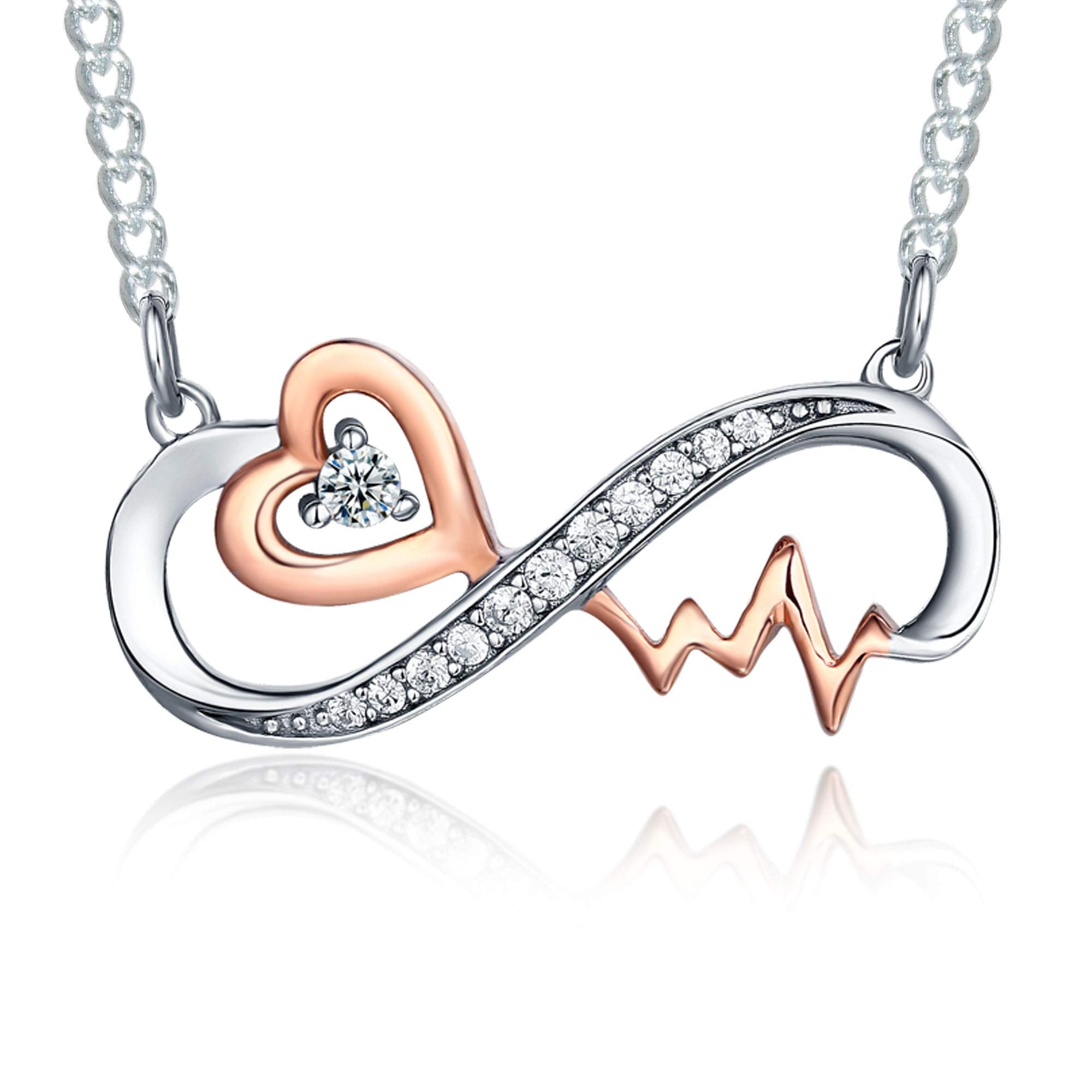 For Granddaughter - S925 Remember How Much You are Loved Infinity Heartbeat Necklace