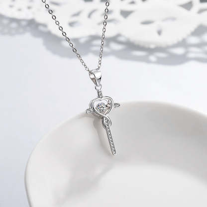 For Friend - Sisters in Christ Beating Cross Necklace