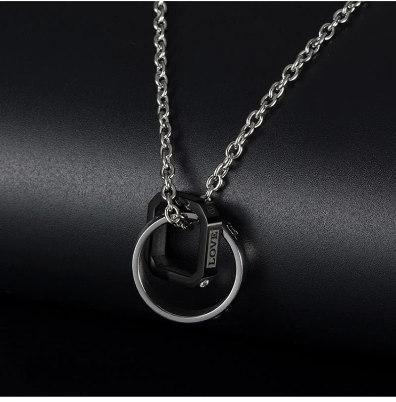 For Love - Circle & Square Linked Together Necklace-37bracelet