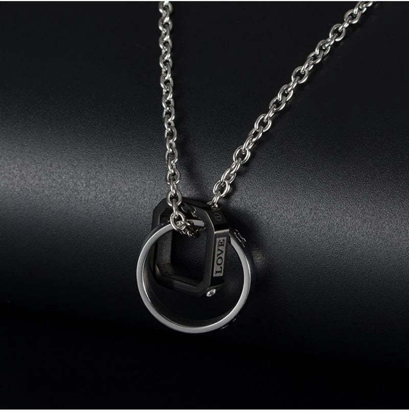 For Love - Circle & Square Linked Together Necklace-37bracelet