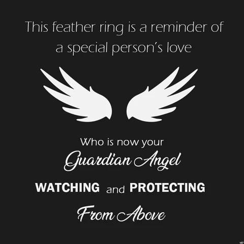 For Memorial- Your Guardian Angel Watching and Protecting Feather Turquoise Ring