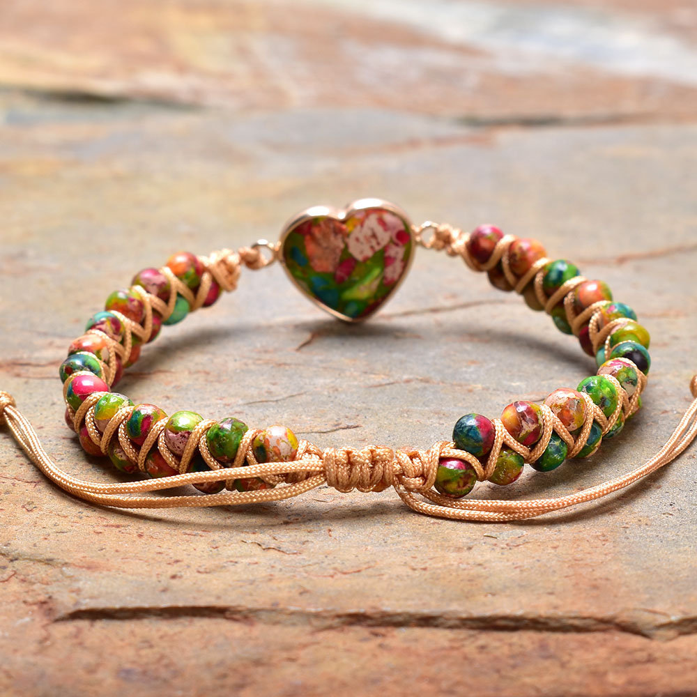 For Granddaughter - Always Keep Me In Your Heart Jasper Heart Bracelet