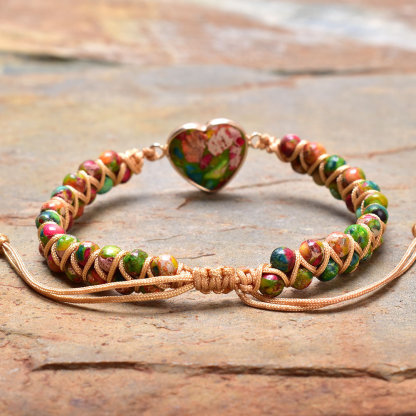 For Granddaughter - Always Keep Me In Your Heart Jasper Heart Bracelet