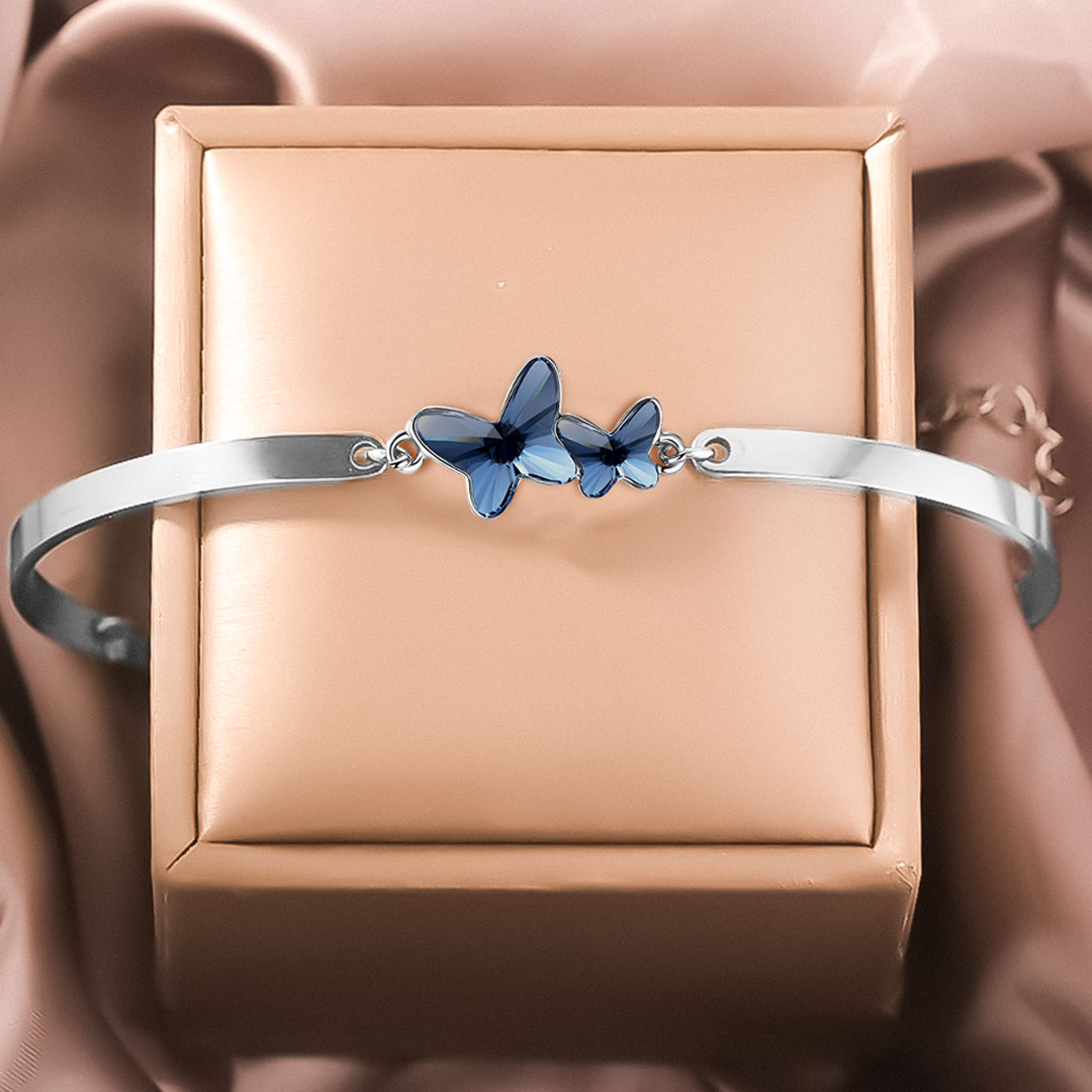 For Daughter - Happy Graduation We Always Believe In You Blue Butterfly Crystal Bracelet
