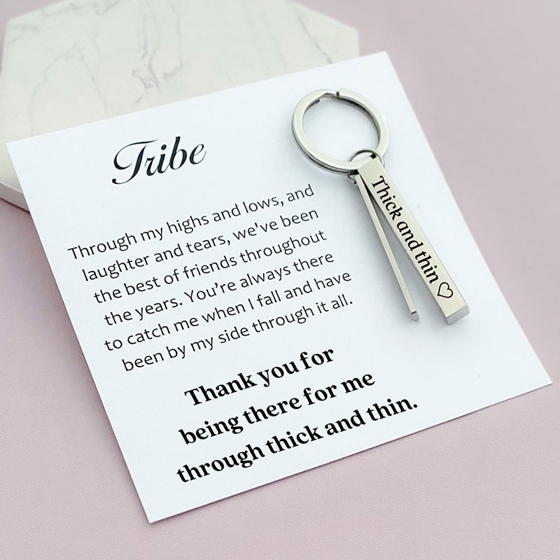 For Friend - Thick and Thin Heart Keychain