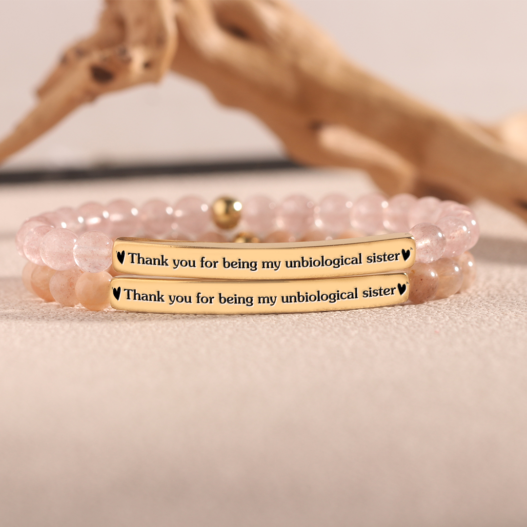 For Friend - Thank You for Being My Unbiological Sister Bead Lettering Bracelet