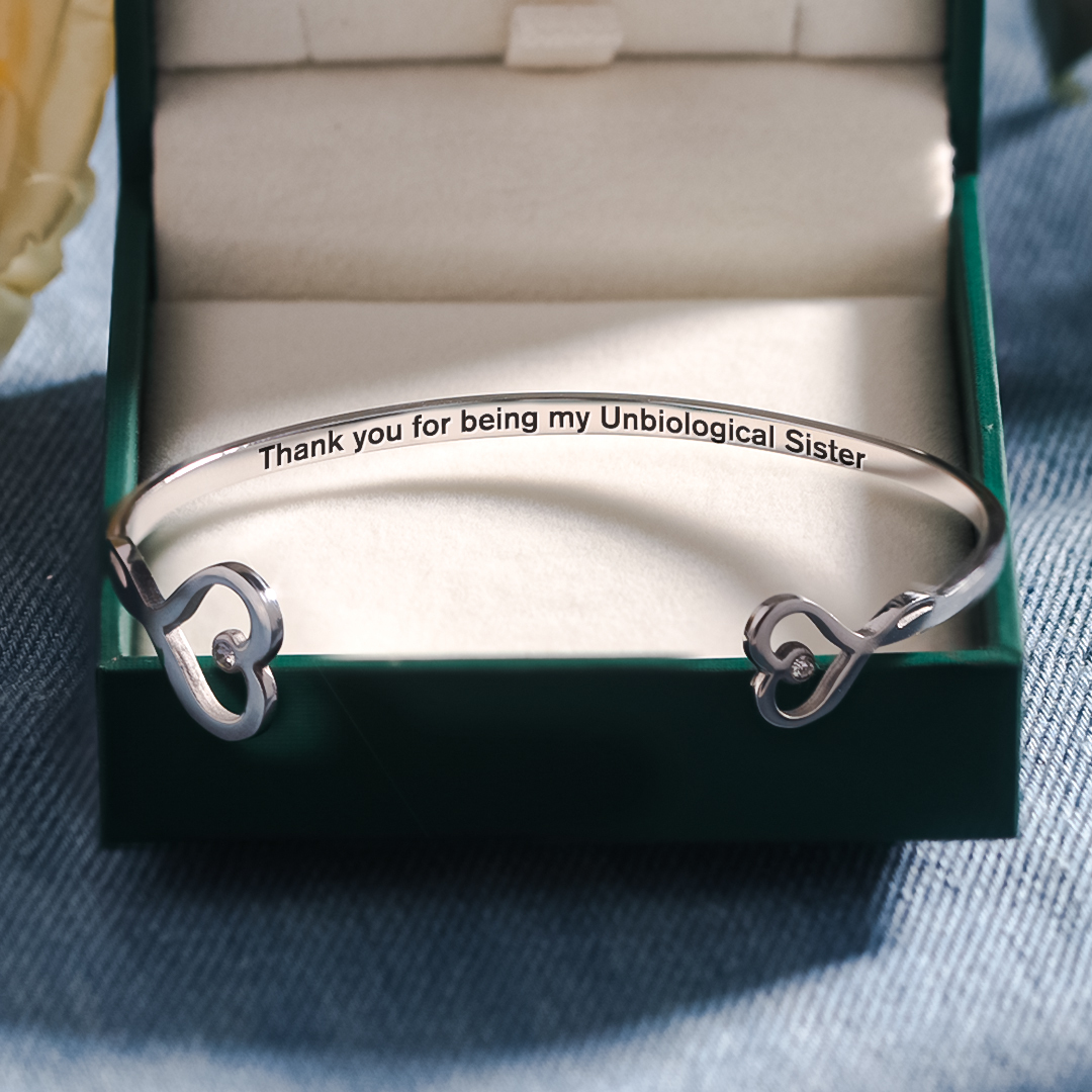 For Friend - Thank You For Being My Unbiological Sister Double Heart Bracelet