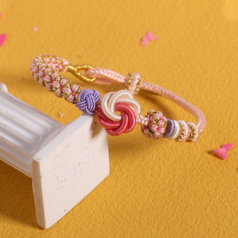 For Daughter - Mother And Daughter A link That Can Never Be Undone Peach Blossom Knot Bracelet