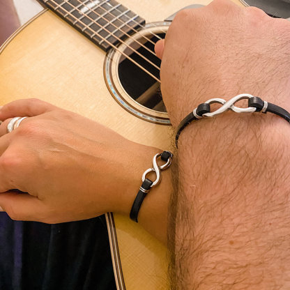 For Love -  I Love You Until Infinity Runs Out Leather Braided Bracelet