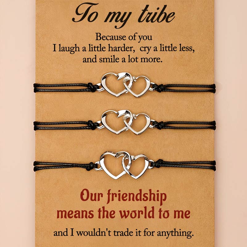 For Friend - Our Friendship Means The World To Me Heart To Heart Braided Bracelet