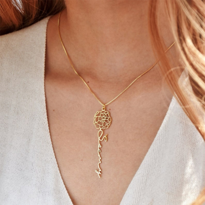 Build Your Own Bouquet Birthday Flower Name Custom Necklace