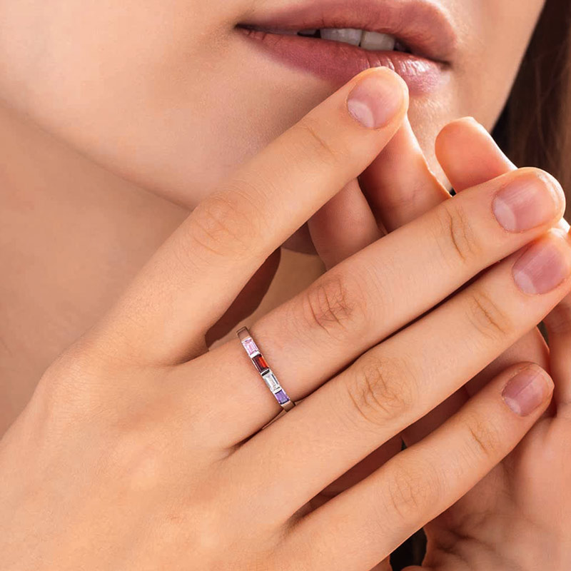 For Mother - Moms Can Keep Their Kids In The Heart Custom  Birthstone Ring