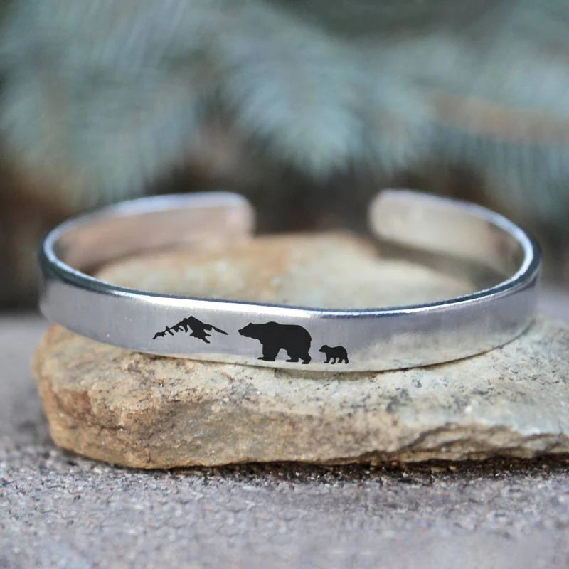 For Dad - Papa Bear Mountain Cuff Bracelet-37bracelet
