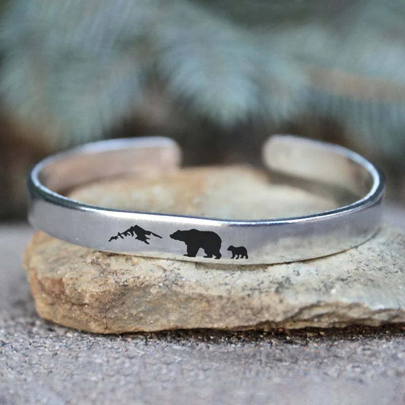 For Dad - Papa Bear Mountain Cuff Bracelet-37bracelet