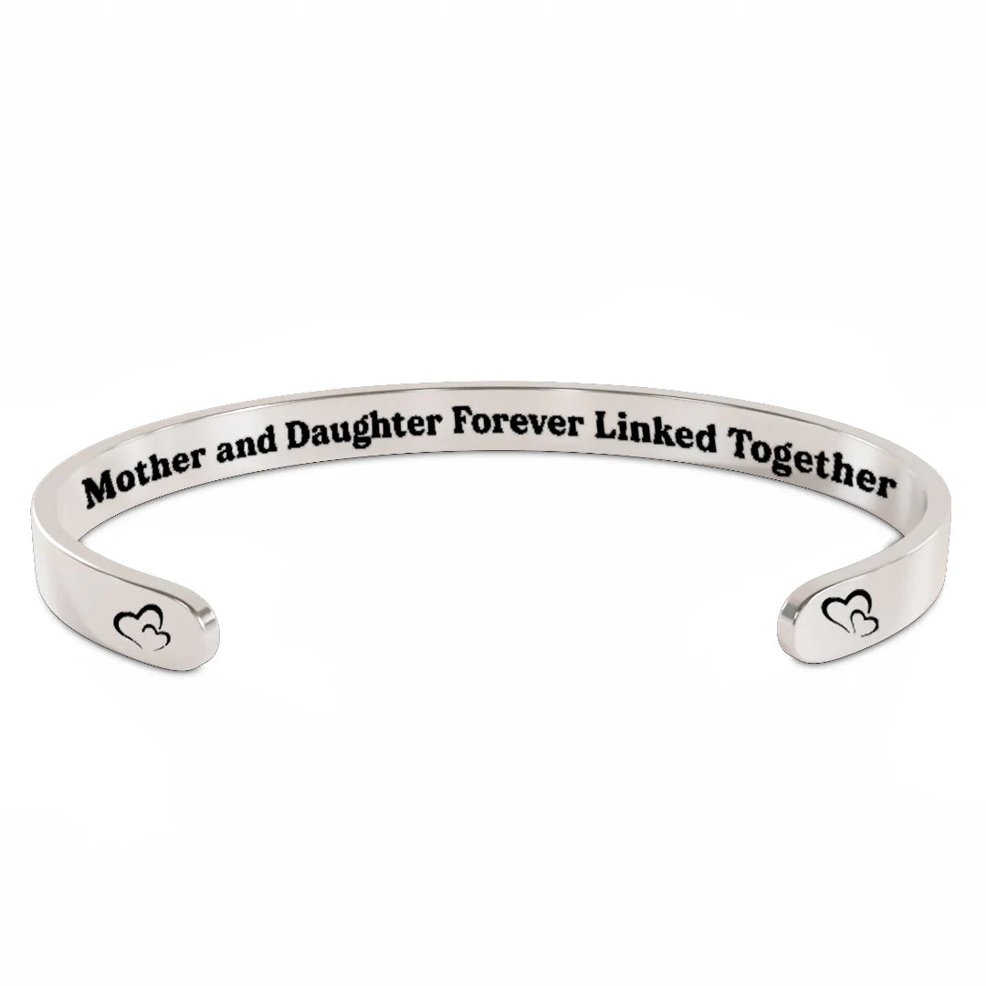 Mother and Daughter Forever Linked Together Double Hearts Cuff Bracelet