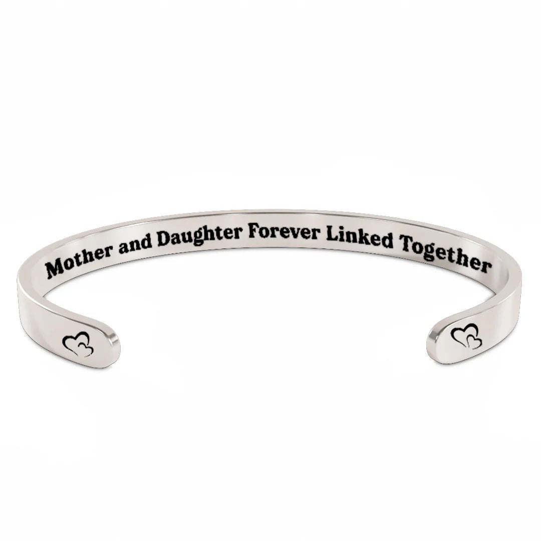Mother and Daughter Forever Linked Together Double Hearts Cuff Bracelet