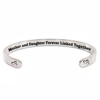 Mother and Daughter Forever Linked Together Double Hearts Cuff Bracelet