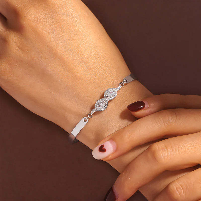 For Daughter - Mother And Daughter Are Connected Heart To Heart Diamond Bracelet-37bracelet