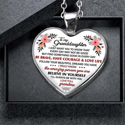 For Granddaughter - I'll Always Be With You Heart Necklace-37bracelet
