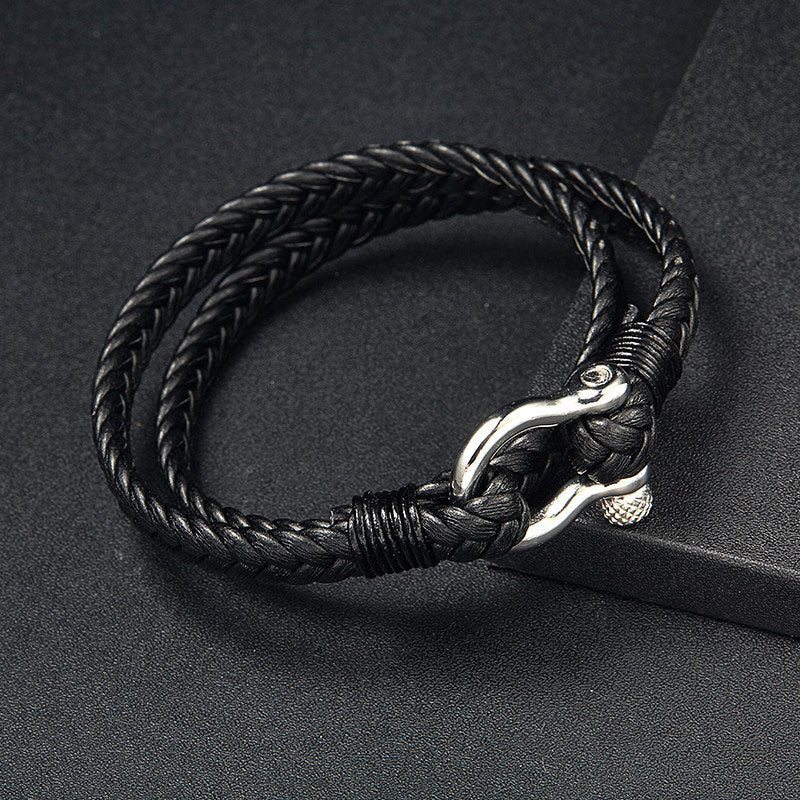 For Grandson - Grandmother And Grandson Forever Linked Together Leather Bracelet-37bracelet