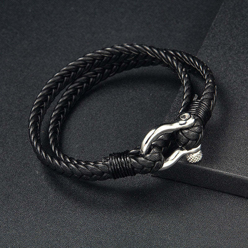 For Grandson - Grandmother And Grandson Forever Linked Together Leather Bracelet-37bracelet