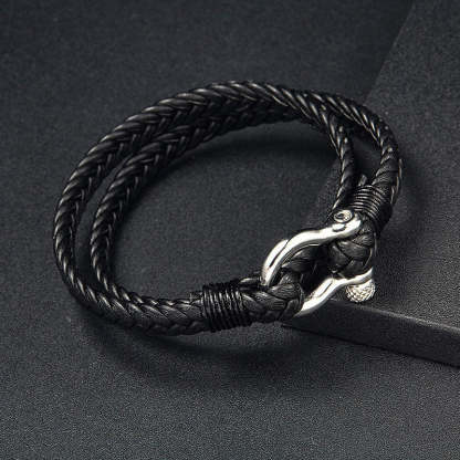 For Grandson - Grandmother And Grandson Forever Linked Together Leather Bracelet-37bracelet