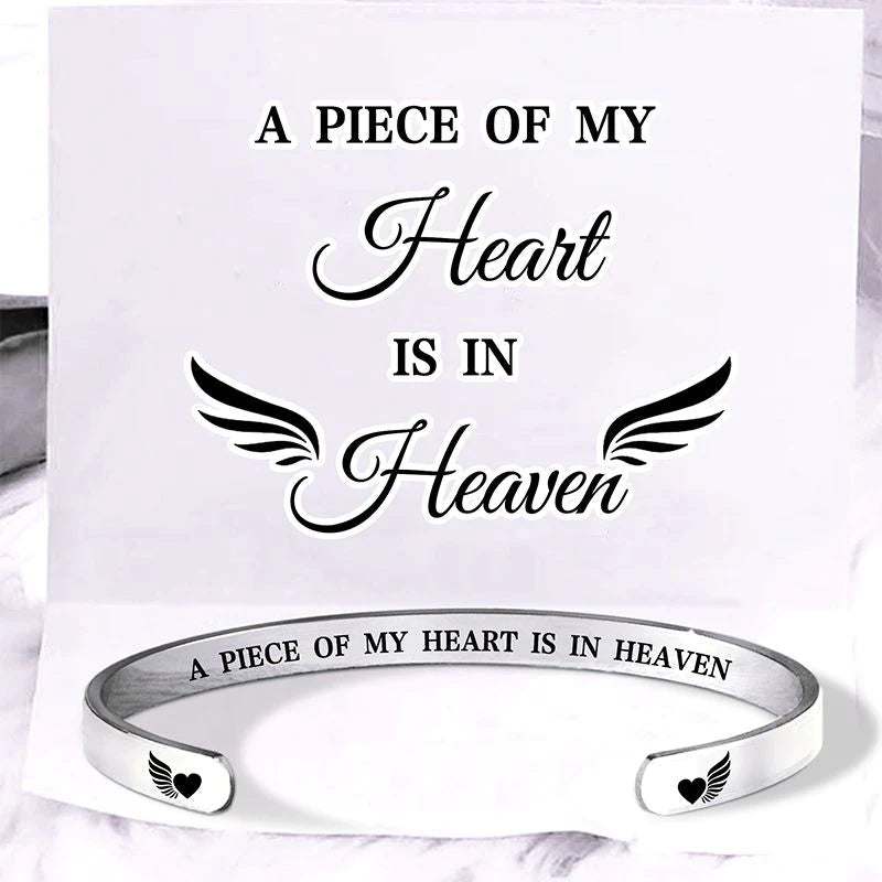 A Piece Of My Heart Is In Heaven Wing Bracelet