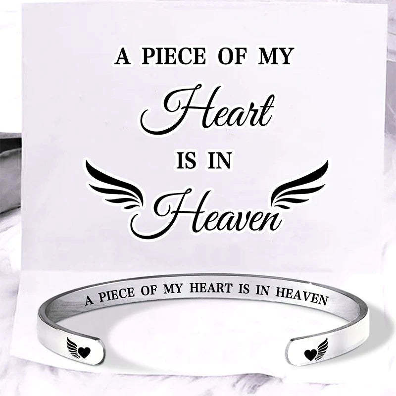 A Piece Of My Heart Is In Heaven Wing Bracelet