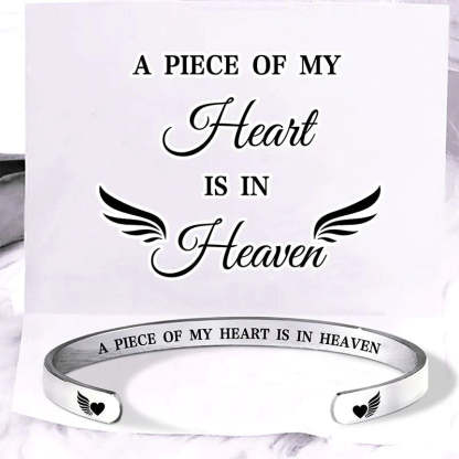 A Piece Of My Heart Is In Heaven Wing Bracelet
