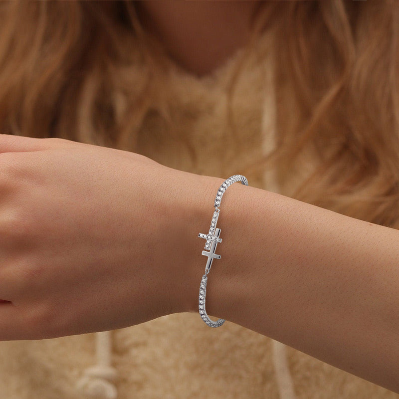 For Daughter - Pray on it Pray over it Pray through it Double Cross Bracelet-37bracelet