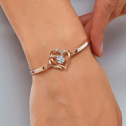 For Daughter - I Will Always Carry You In My Heart Double Heart Bracelet-37bracelet