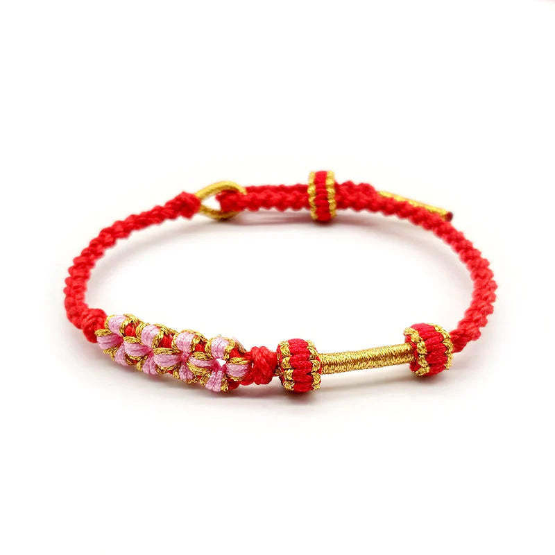 For Granddaughter - Grandmother/Grandpa And Granddaughter A Link That Can Never Be Undone Peach Blossom Knot Bracelet-37bracelet
